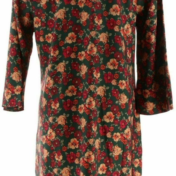 Du Jour Silky-Feel Fall Colors Floral Dress sz 14 - Picture 4 of 5
